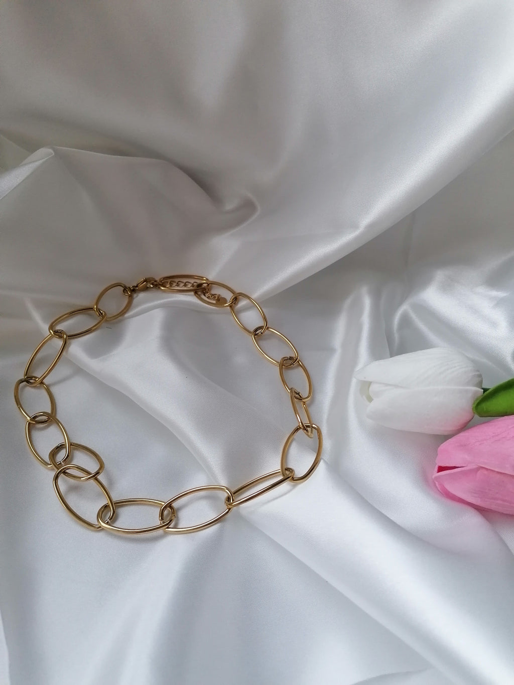Ambre Collier Ajustable Anneaux Doré ou Argenté - Acier Inoxydable Femme