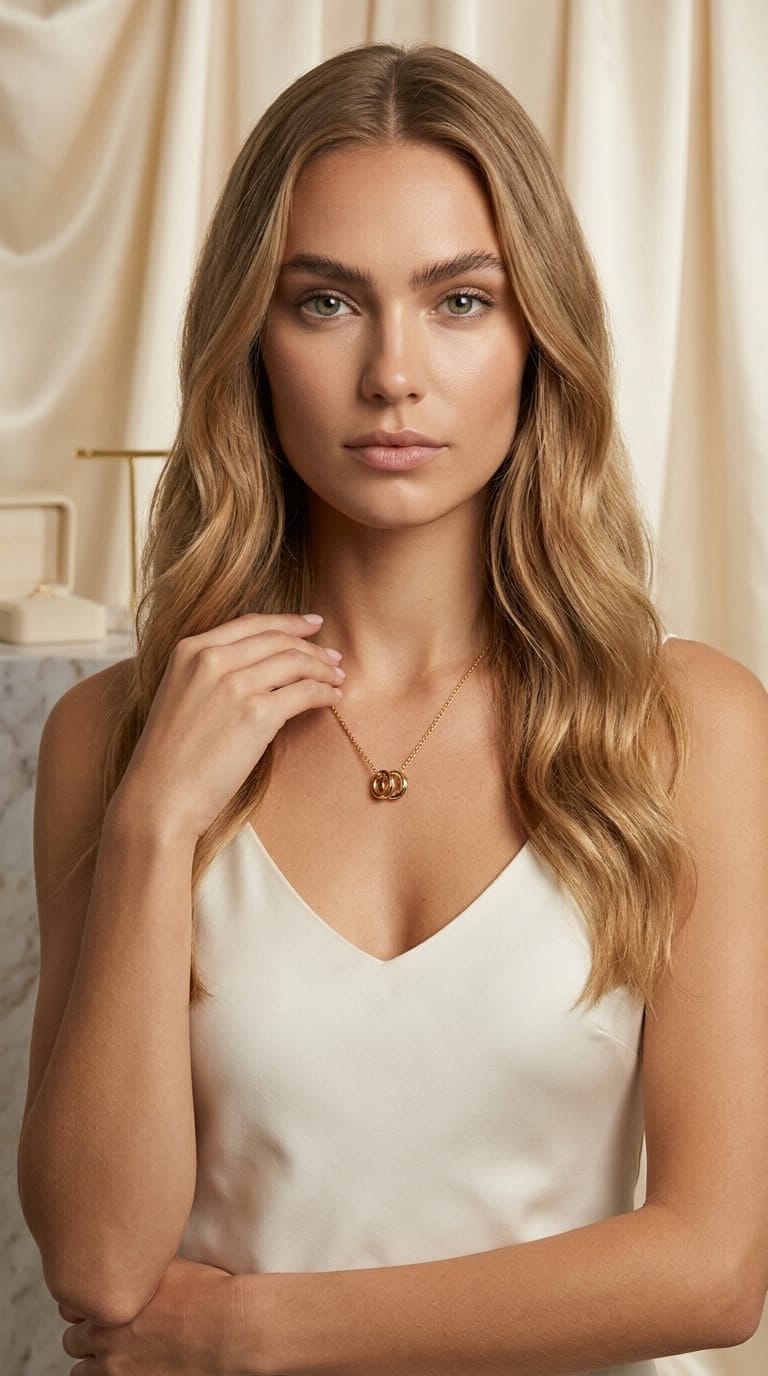 Anna Collier Ajustable Doré Double Anneaux - Acier Inoxydable Femme