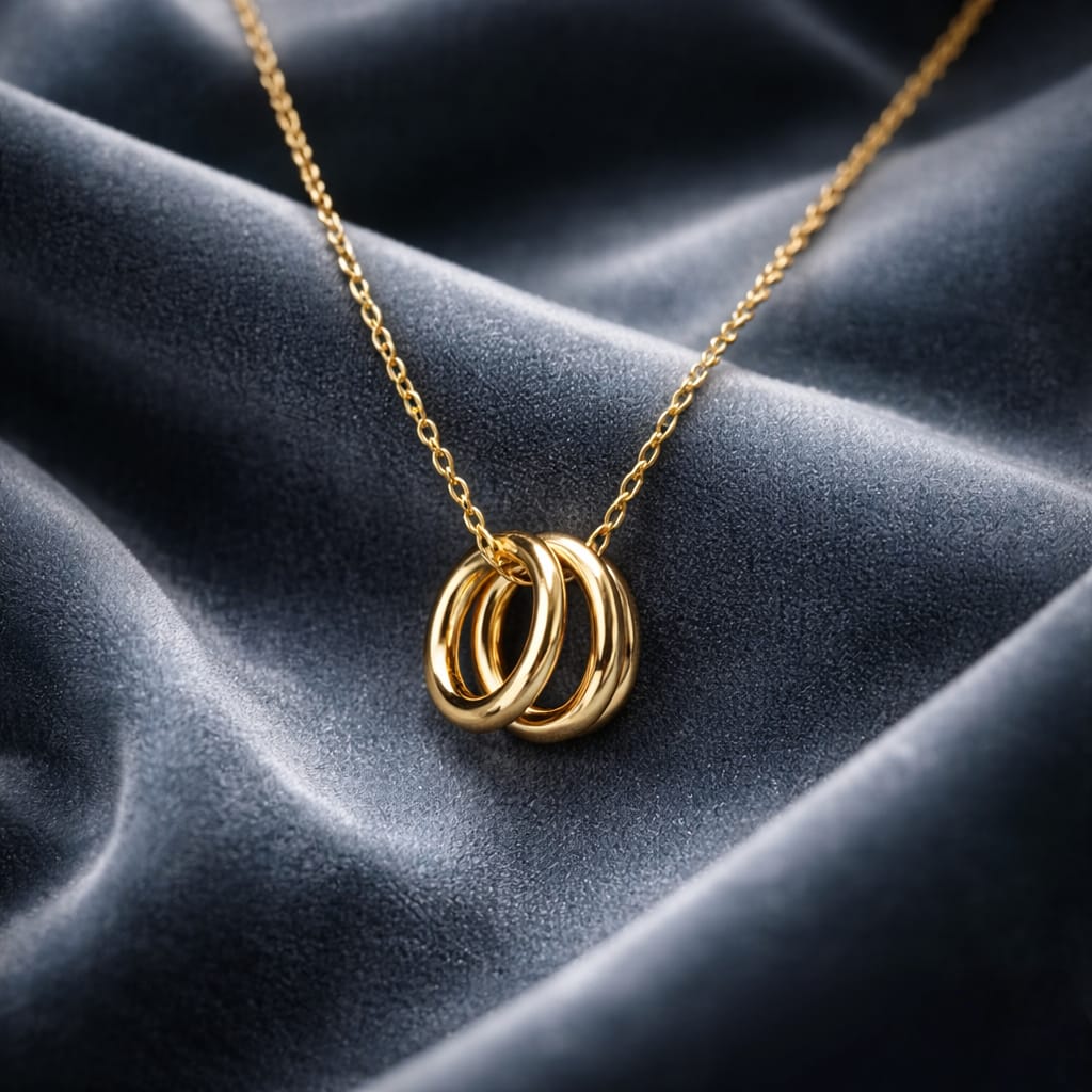 Anna Collier Ajustable Doré Double Anneaux - Acier Inoxydable Femme