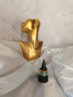 Bella Bague Ajustable Dorée avec Pierre Bleue - Acier Inoxydable Femme