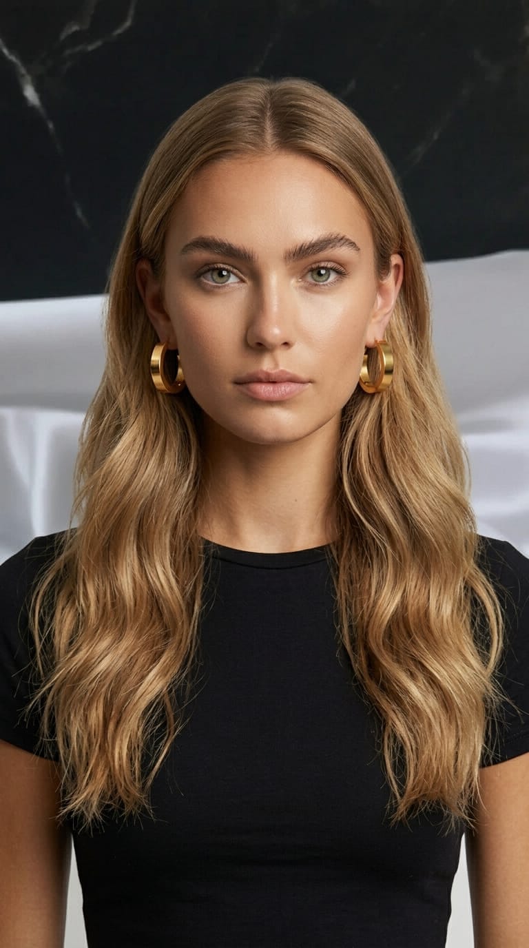 Gaia Boucles d'Oreilles Dorées en Acier Inoxydable - Bijou Femme Élégant