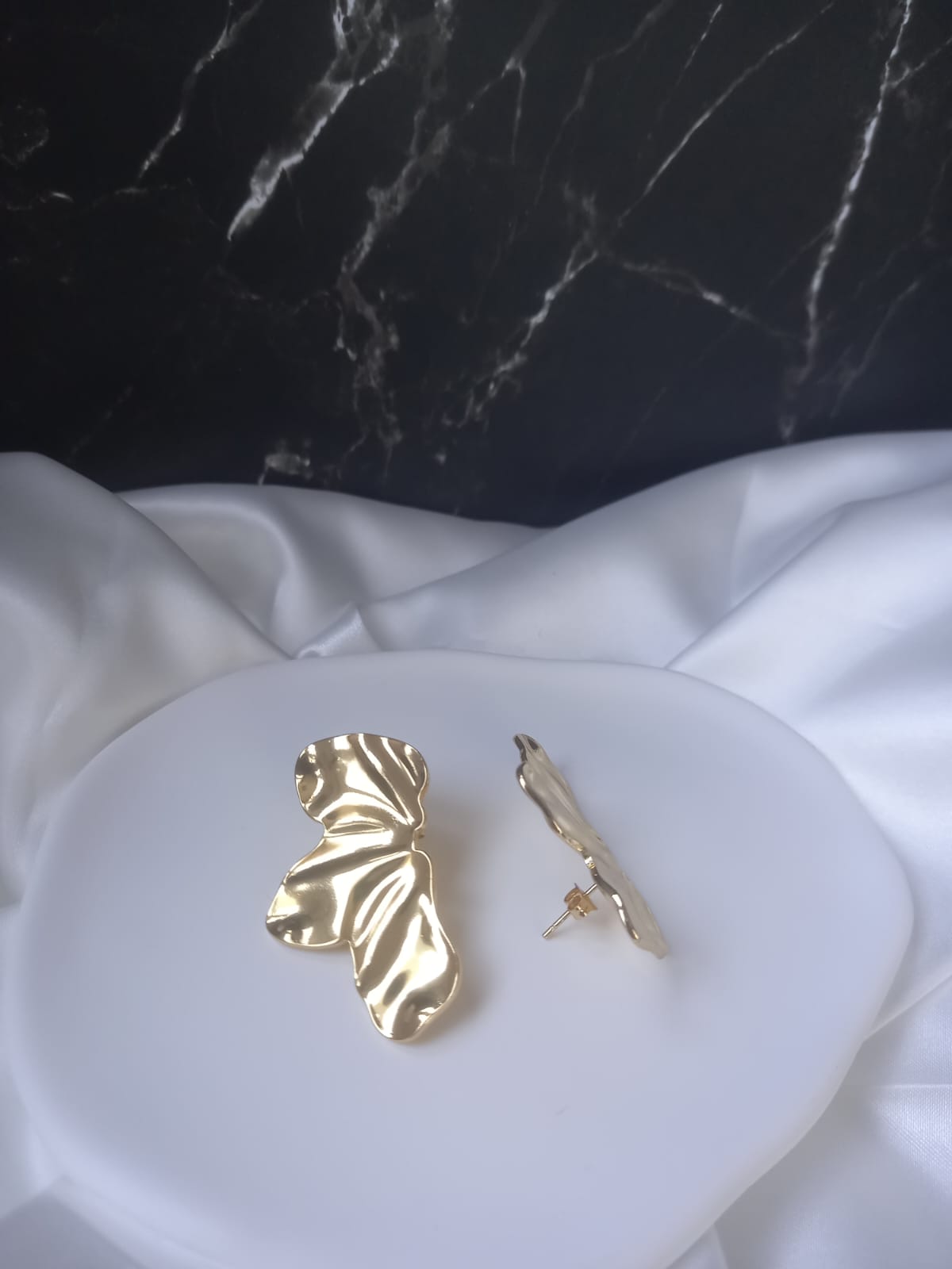 Aria Boucles d'Oreilles Dorées Motif Floral - Acier Inoxydable Femme
