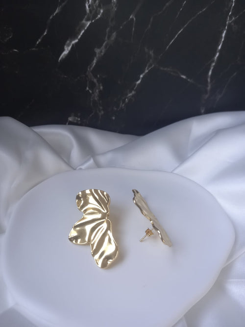 Aria Boucles d'Oreilles Dorées Motif Floral - Acier Inoxydable Femme