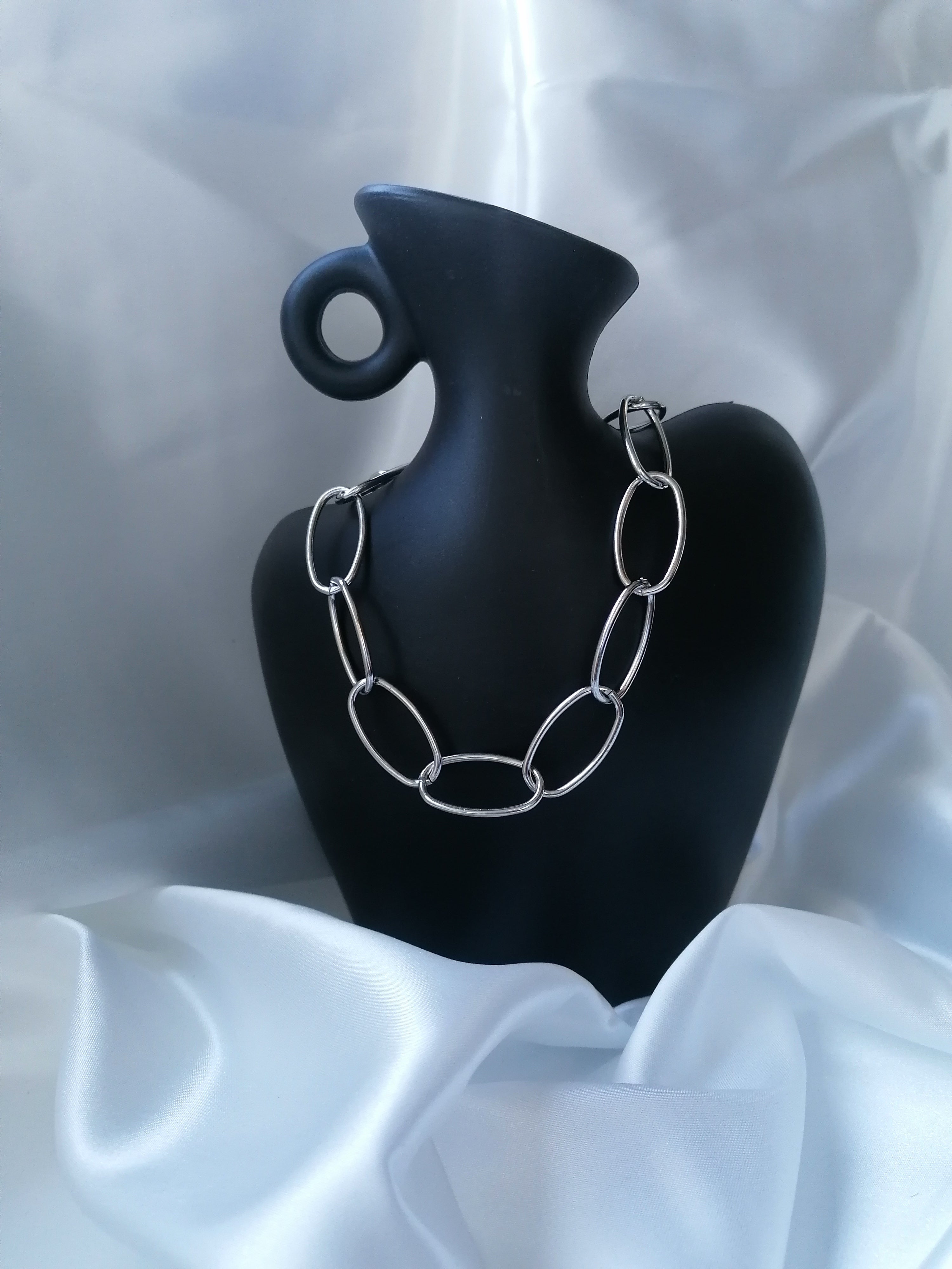 Ambre Collier Ajustable Anneaux Doré ou Argenté - Acier Inoxydable Femme