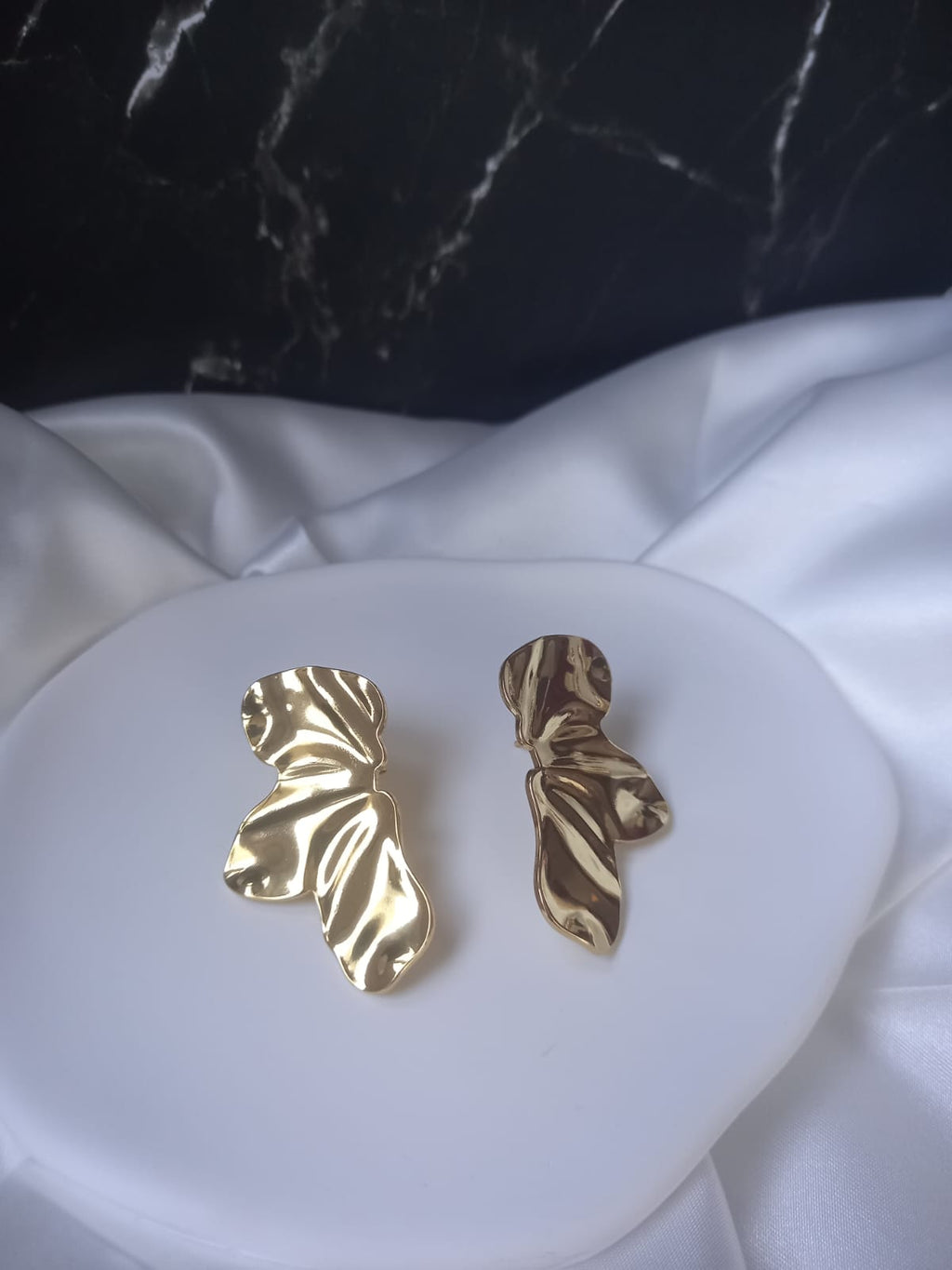 Aria Boucles d'Oreilles Dorées Motif Floral - Acier Inoxydable Femme
