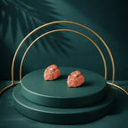 Azely Boucles d'Oreilles Dorées Motif Feuille Orange Vert - Acier Inoxydable