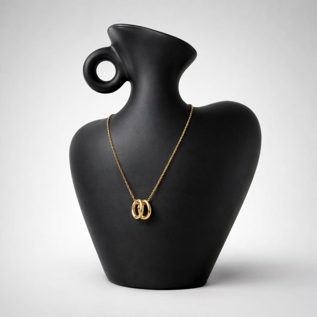 Anna Collier Ajustable Doré Double Anneaux - Acier Inoxydable Femme