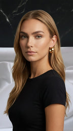 Gaia Boucles d'Oreilles Dorées en Acier Inoxydable - Bijou Femme Élégant